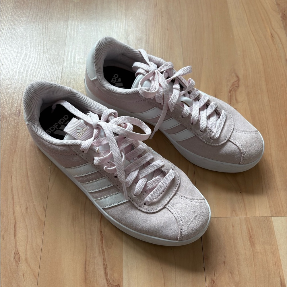adidas Women's Light Pink Suede Sneakers